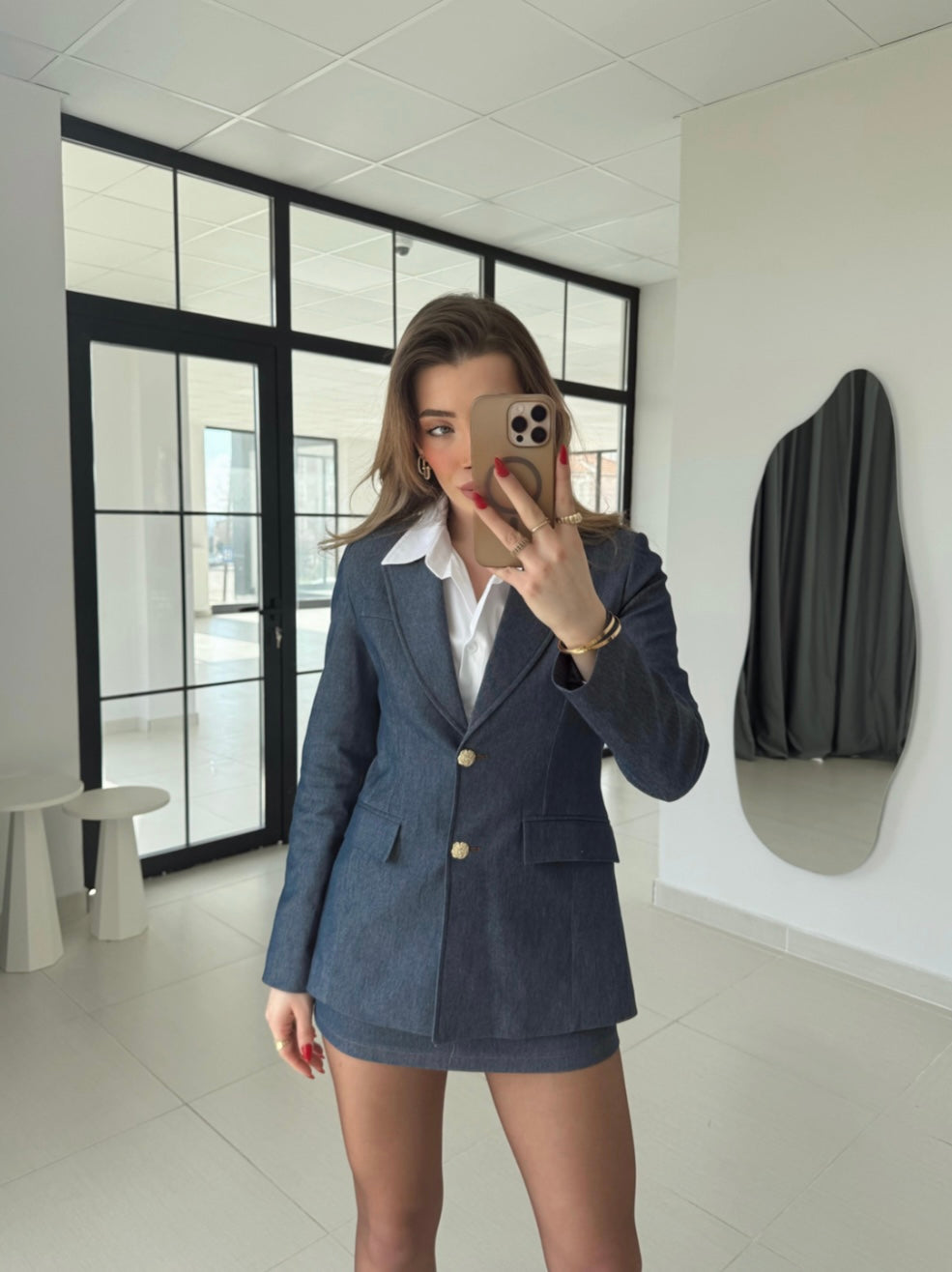 Denim blazer set