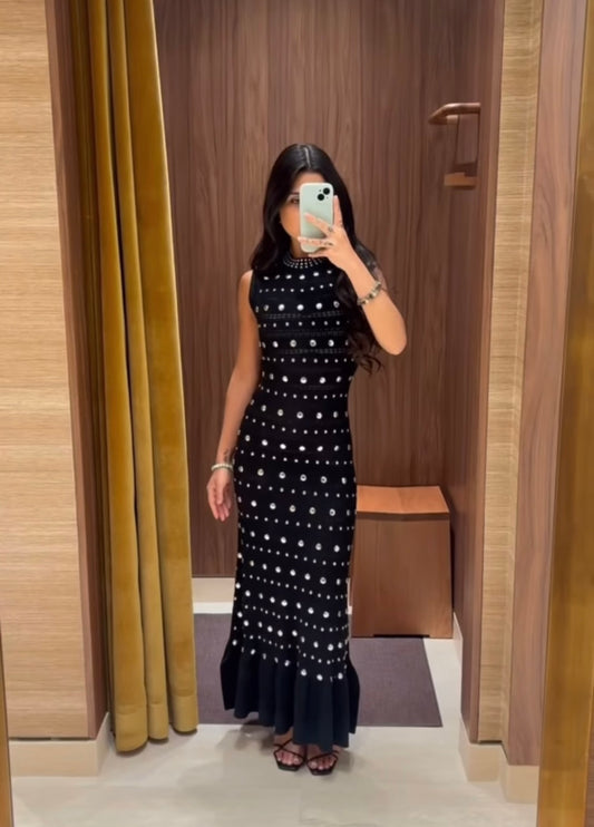 Designed buttons knitted dress