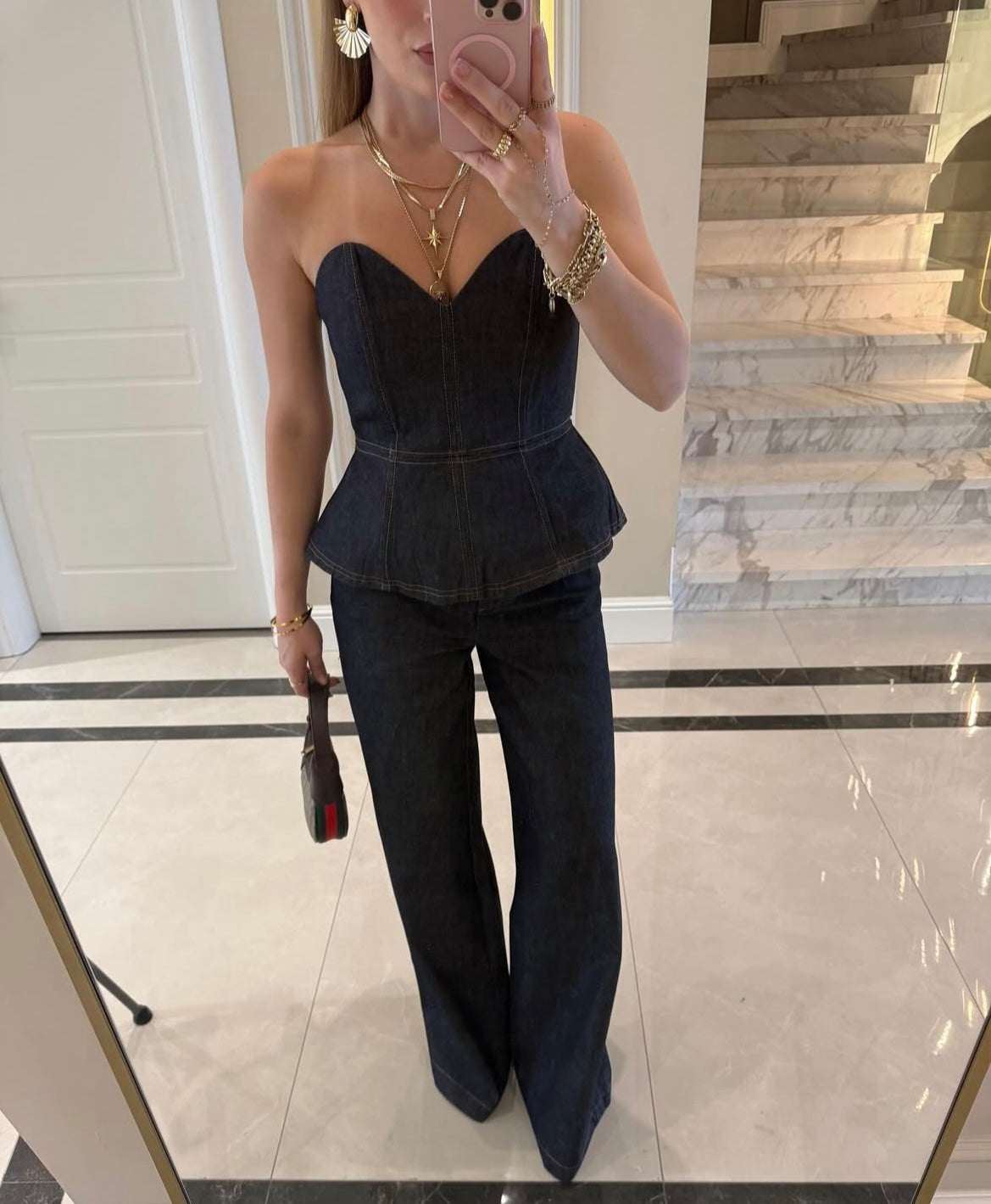 Denim corset set