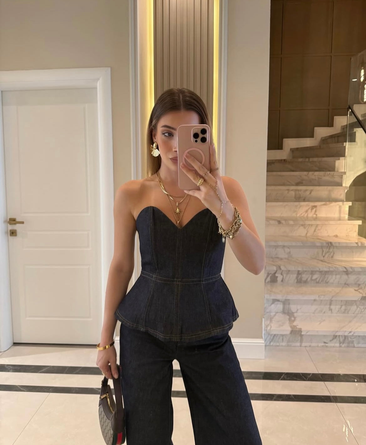 Denim corset set
