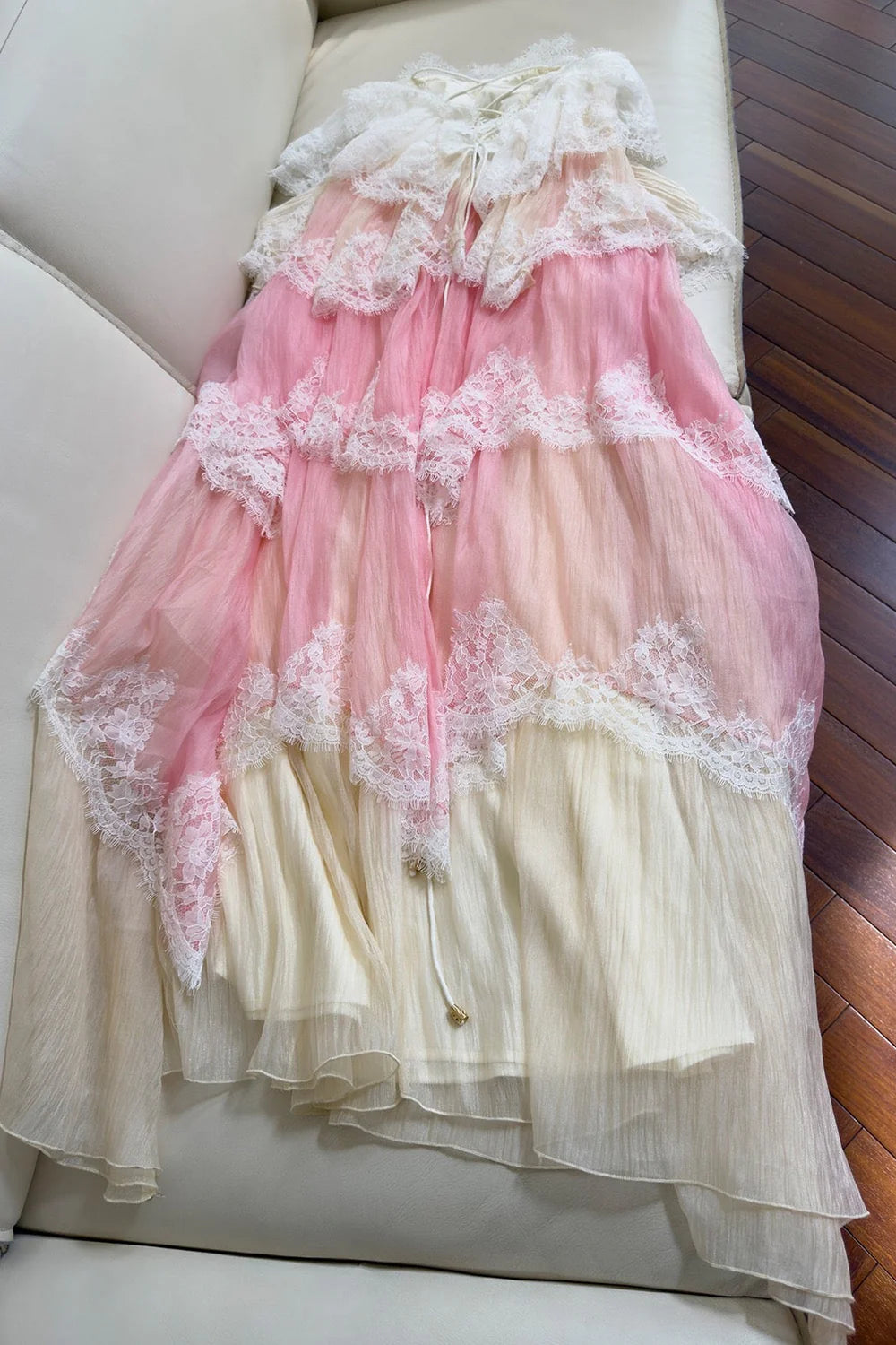Tiered lace ruffled dress
