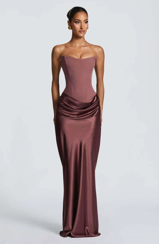 Silhouette tie-back satin dress