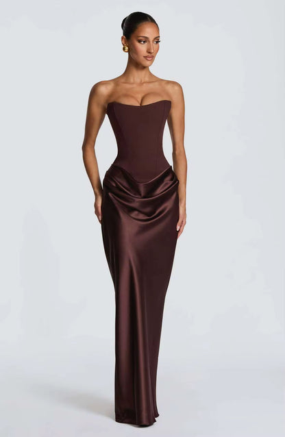 Silhouette tie-back satin dress