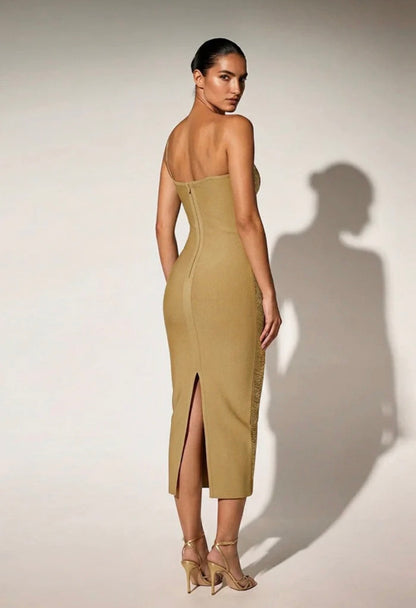 Gold one shoulder dress