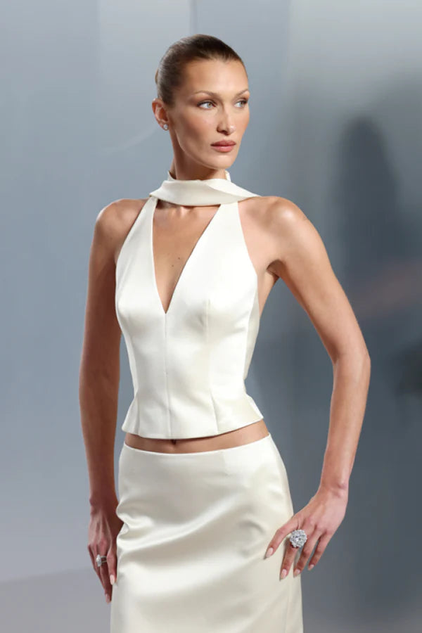 Elegant satin top & satin skirt