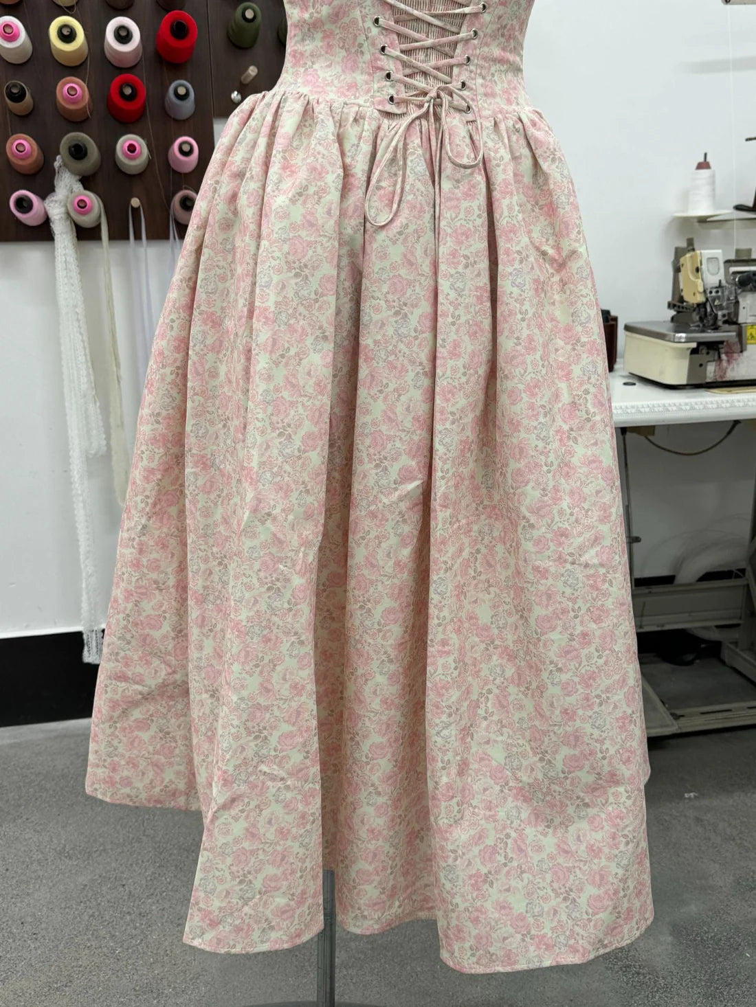 Floral laceup corset dress