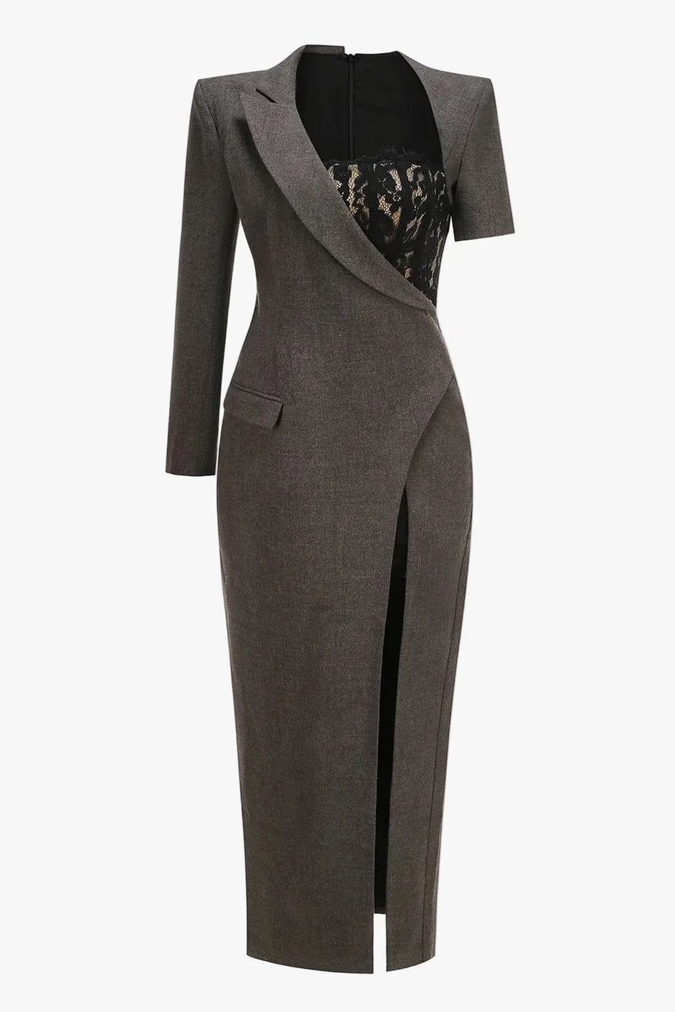 Assymetric blazer lace long dress