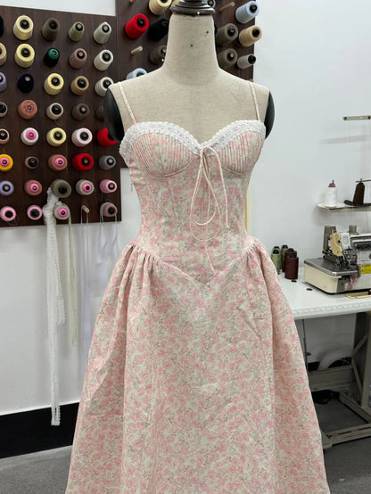 Floral laceup corset dress