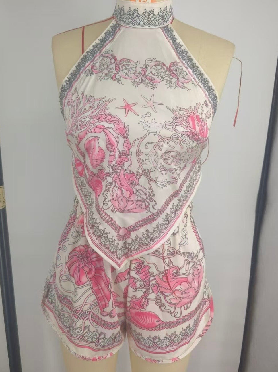 Printed satin set