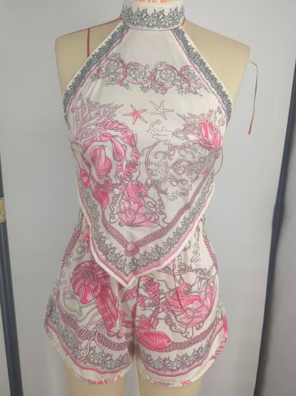 Printed satin set