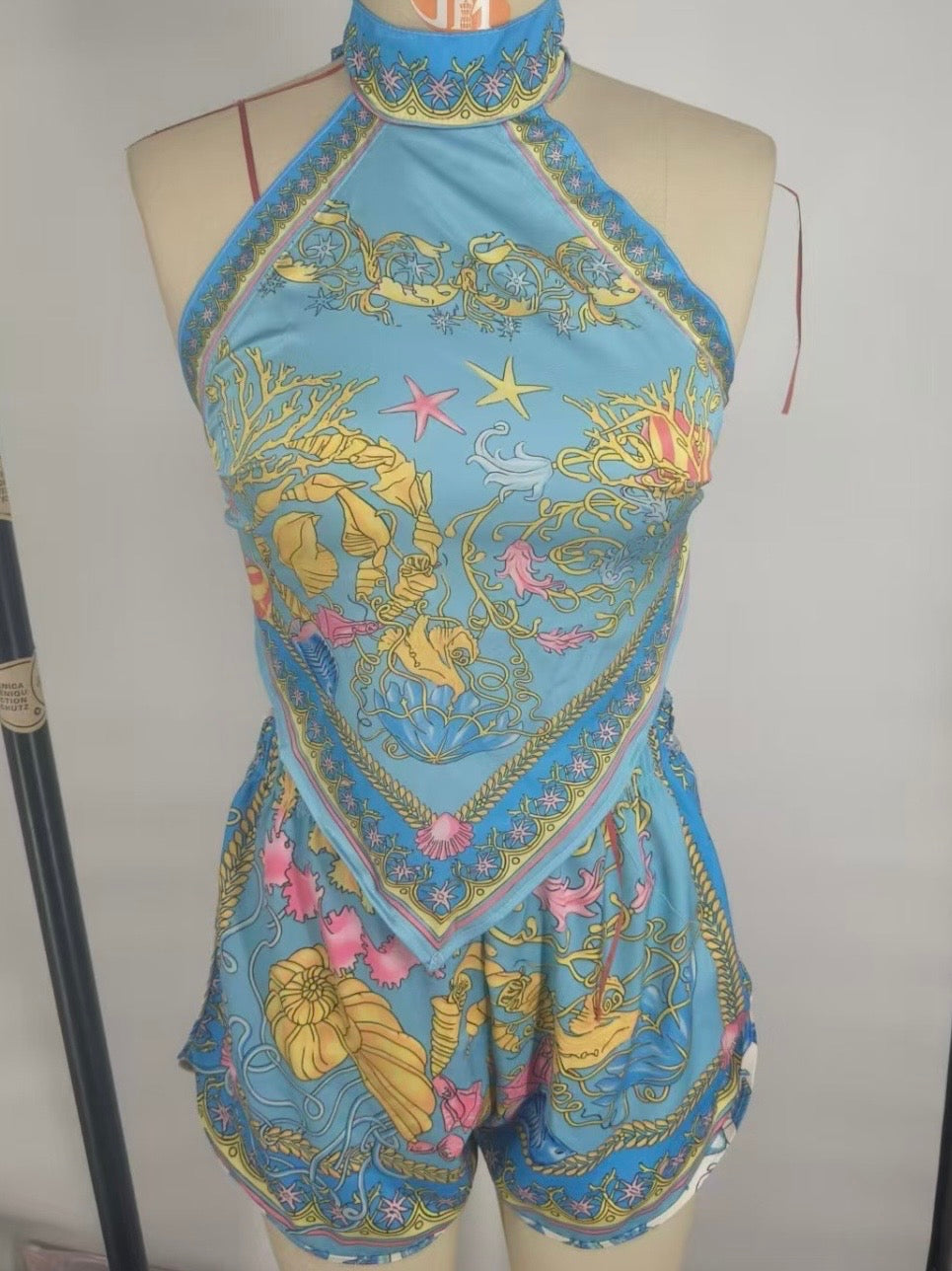 Printed satin set