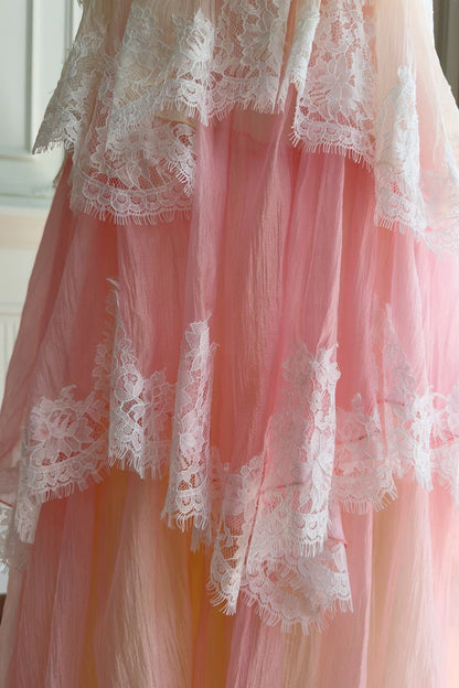 Tiered lace ruffled dress