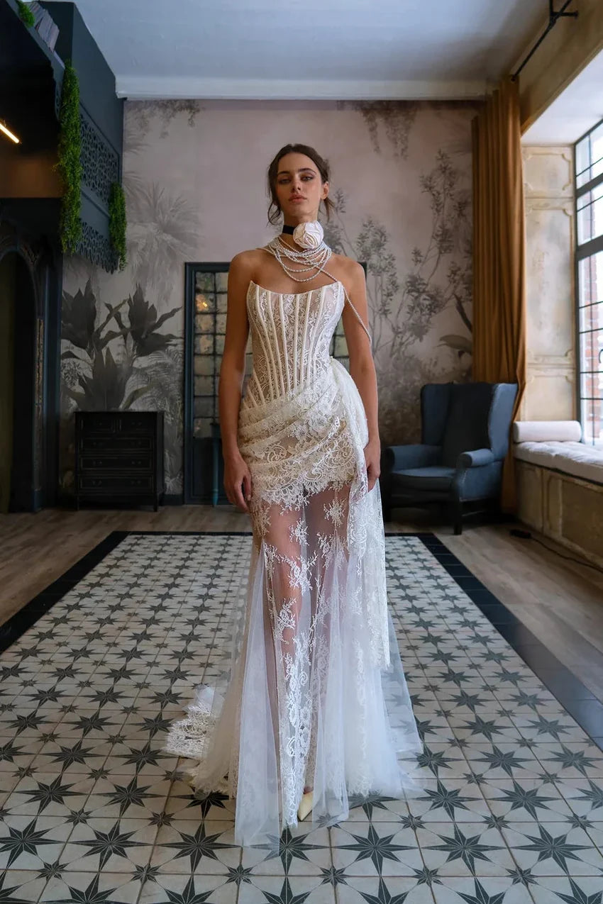 Mesh bridal dress