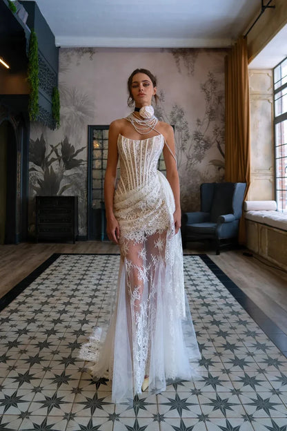 Mesh bridal dress