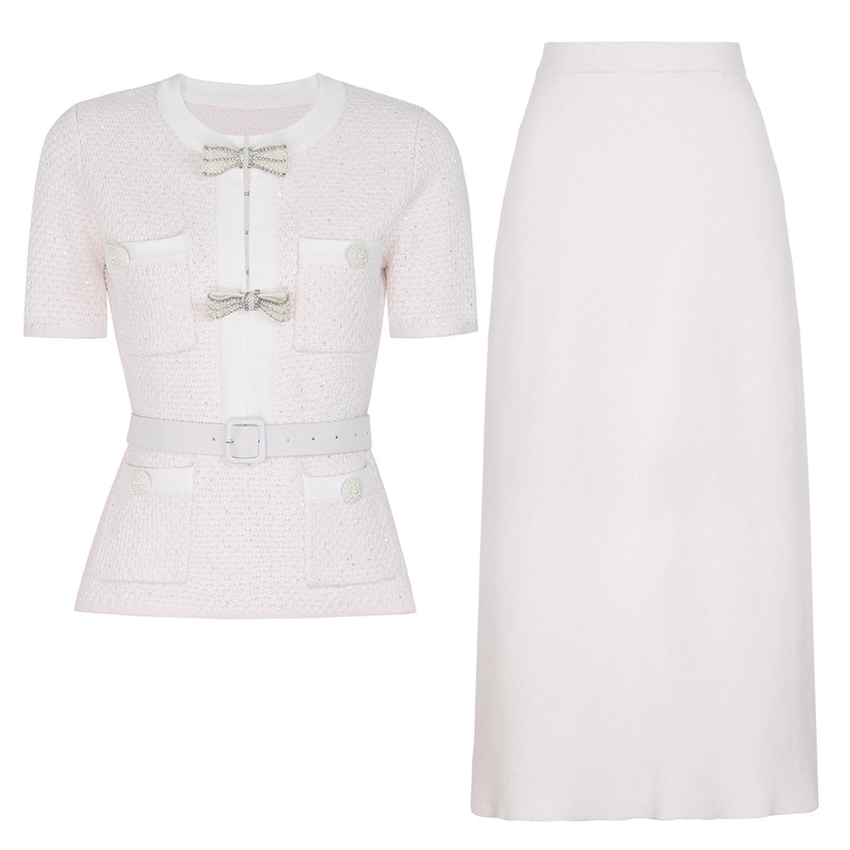 Coquette belted tweed set