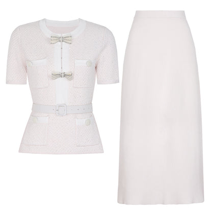 Coquette belted tweed set