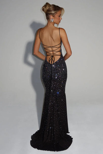 Crystal backless dress