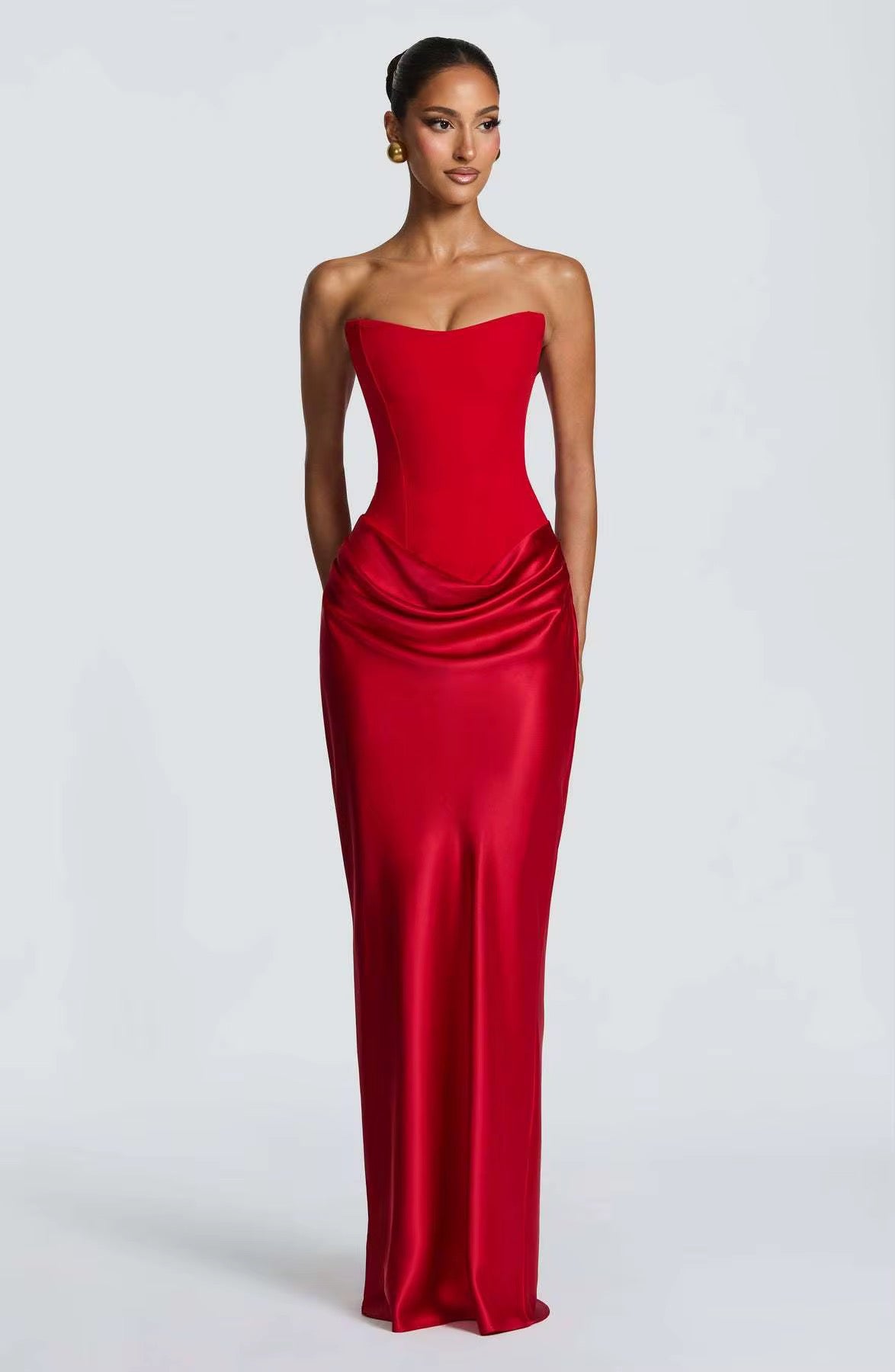 Silhouette tie-back satin dress