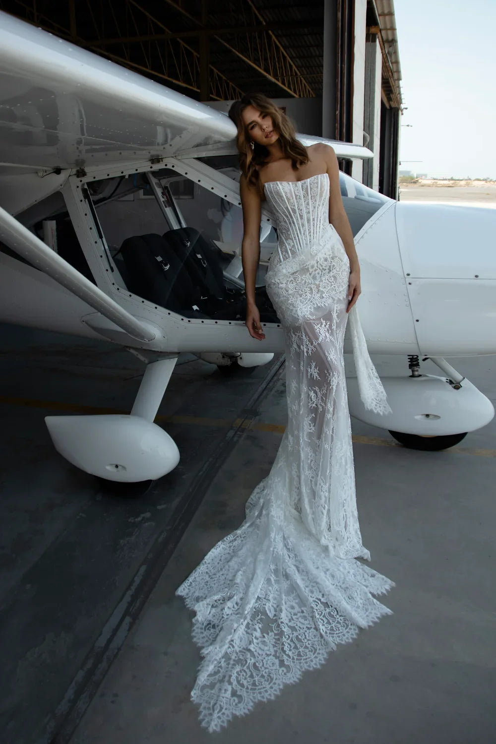 Mesh bridal dress