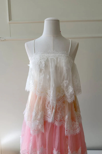 Tiered lace ruffled dress