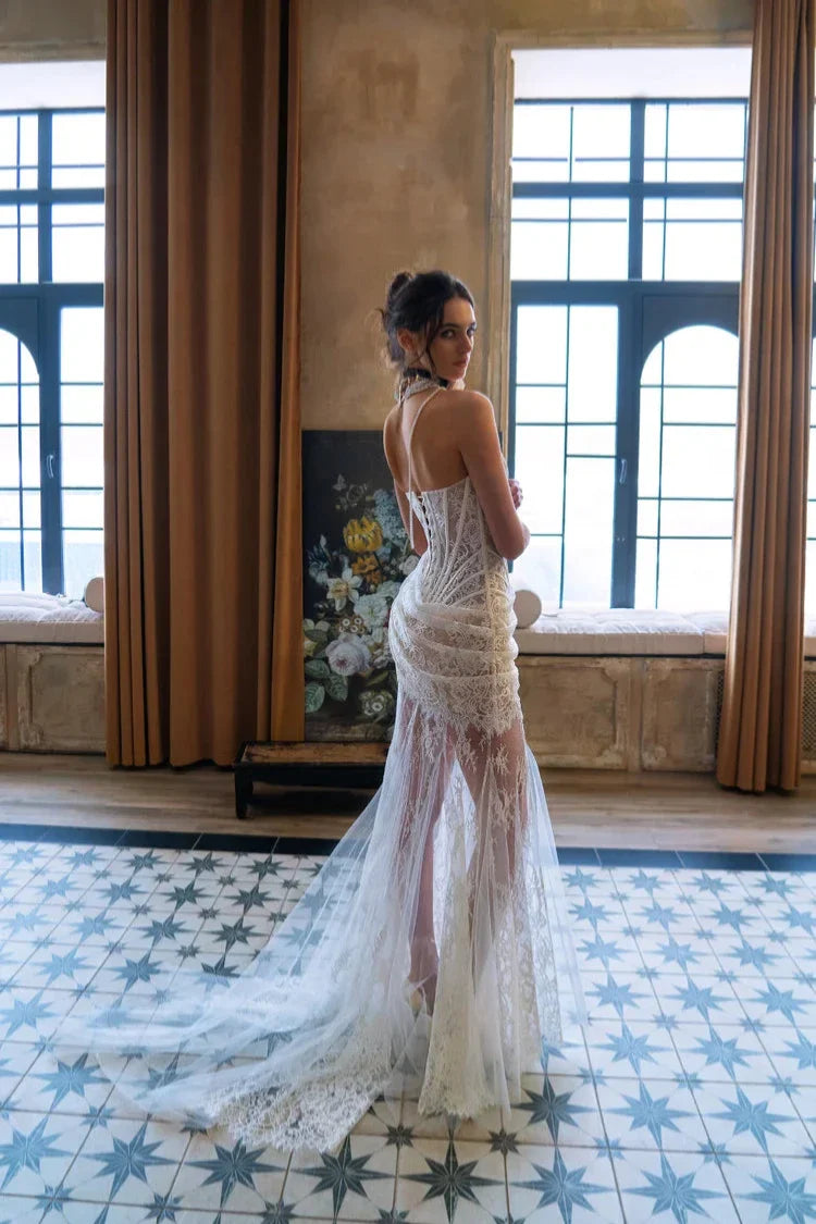 Mesh bridal dress