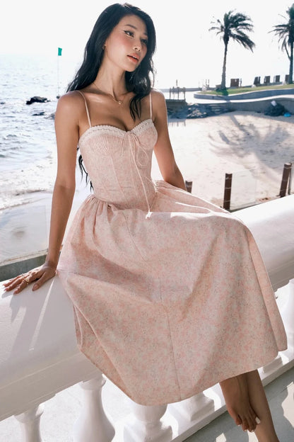Floral laceup corset dress