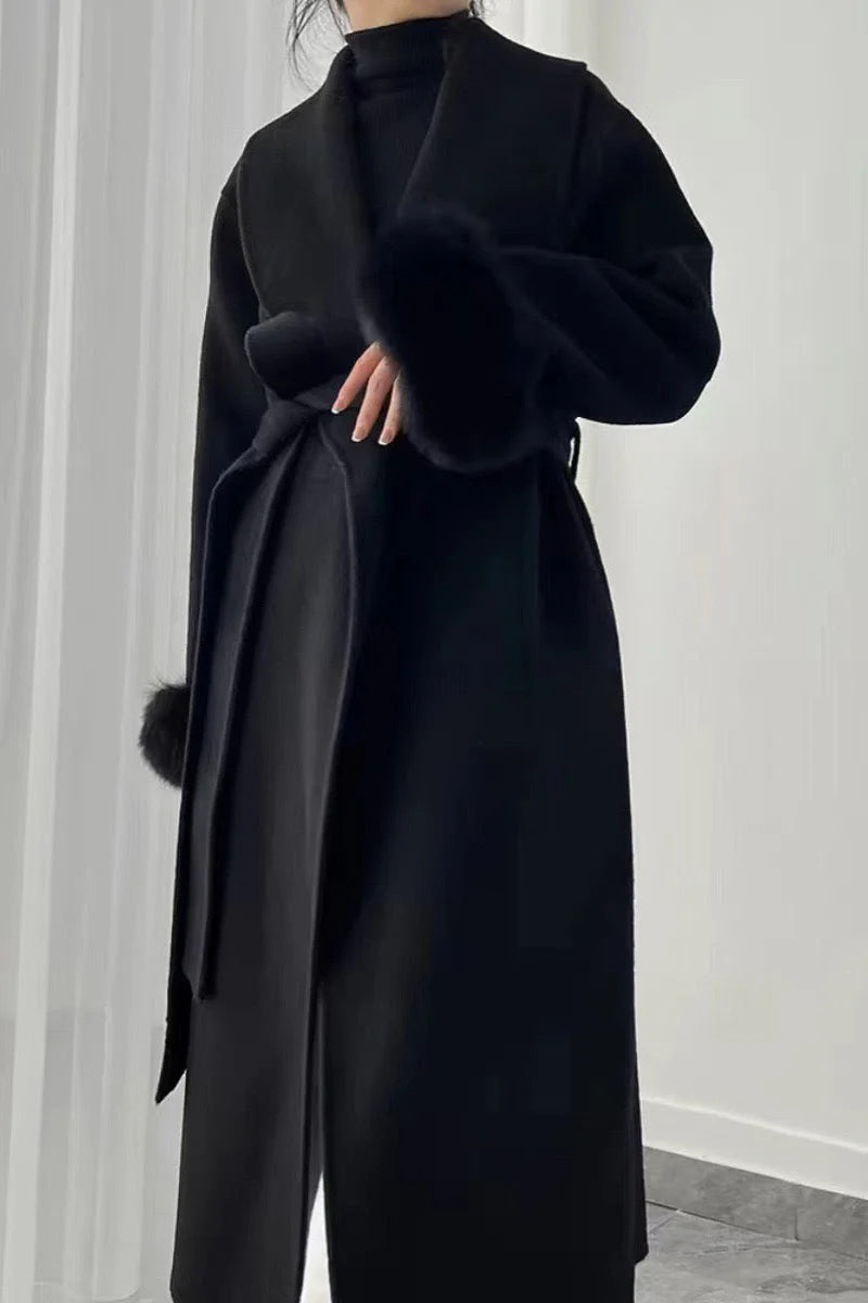 Long fur doubled coat