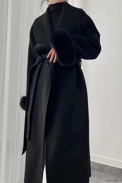 Long fur doubled coat
