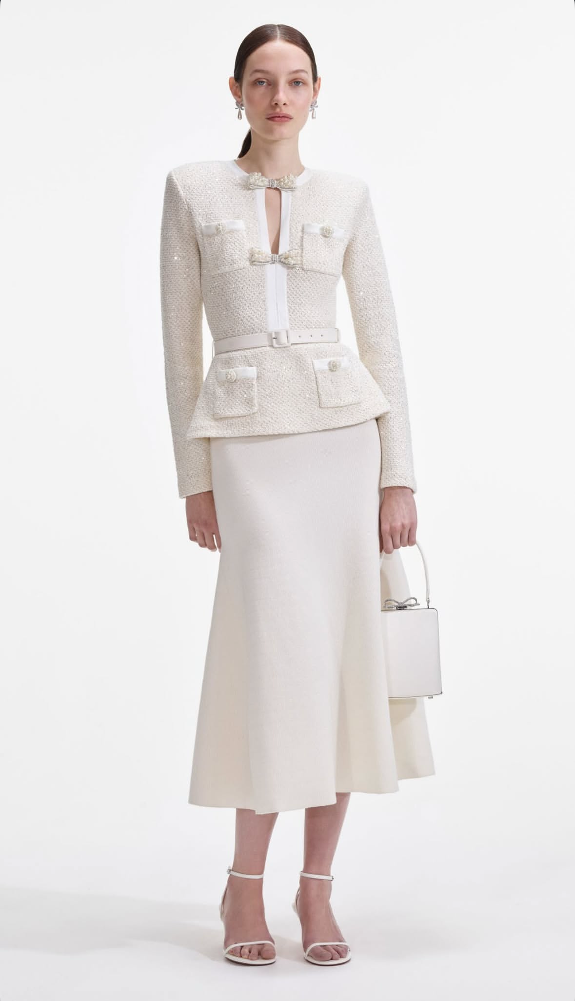 Coquette belted tweed set