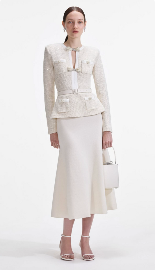 Coquette belted tweed set