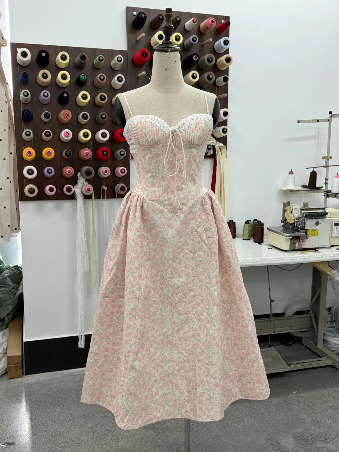 Floral laceup corset dress