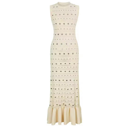 Designed buttons knitted dress