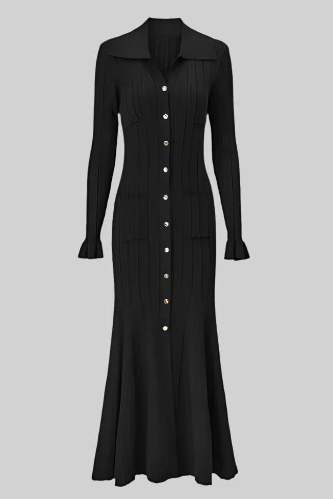 Long sleeve ribbed knit dress
