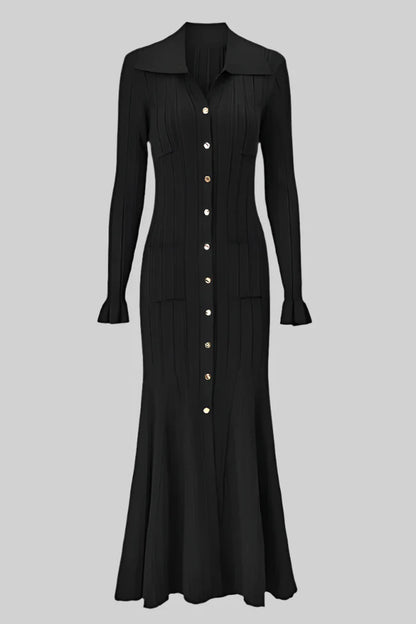 Long sleeve ribbed knit dress