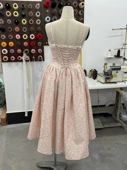 Floral laceup corset dress