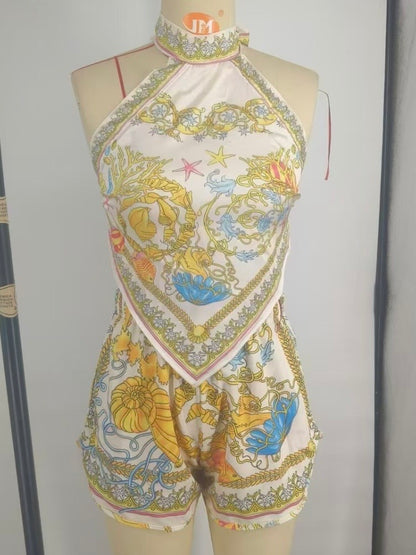 Printed satin set