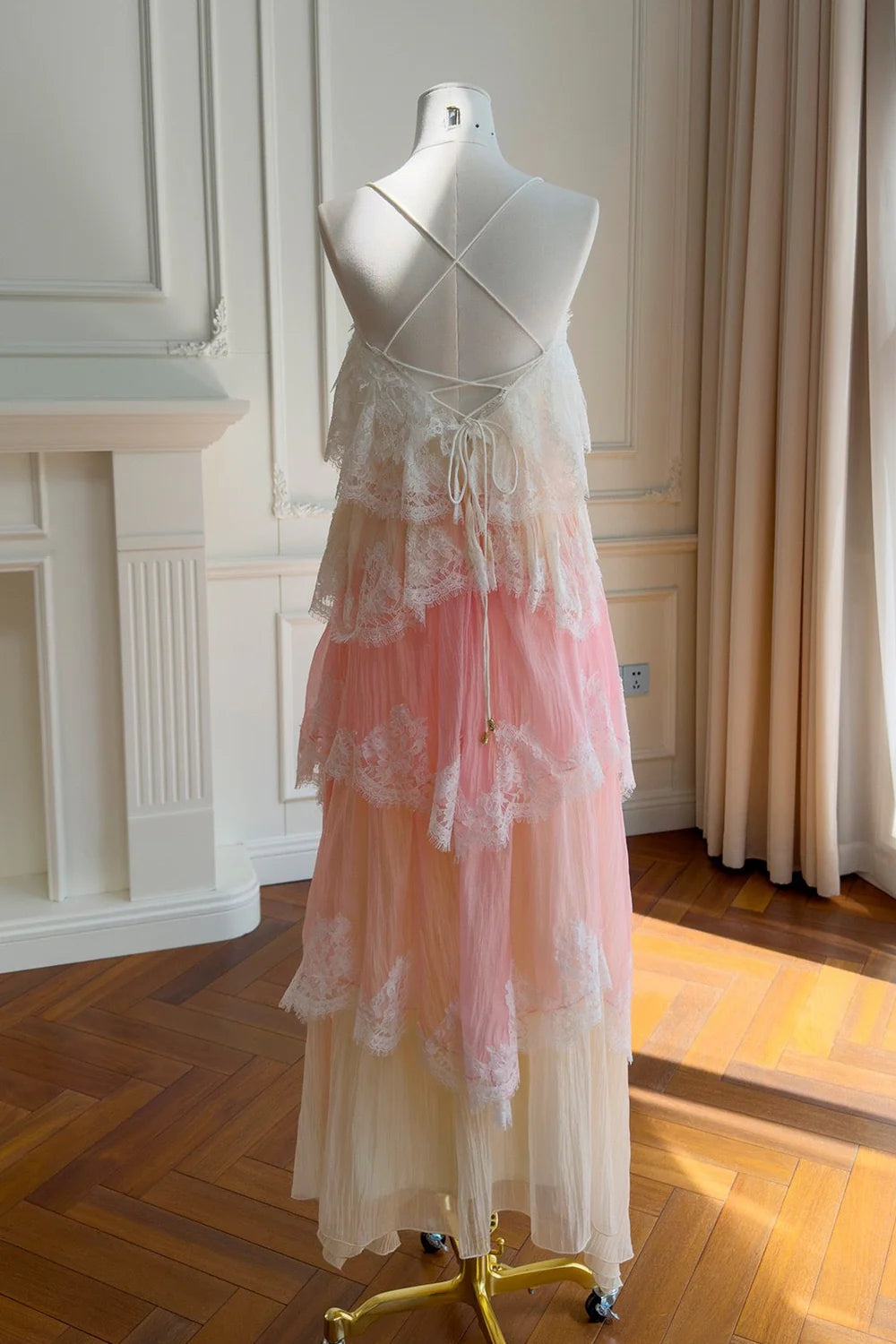 Tiered lace ruffled dress