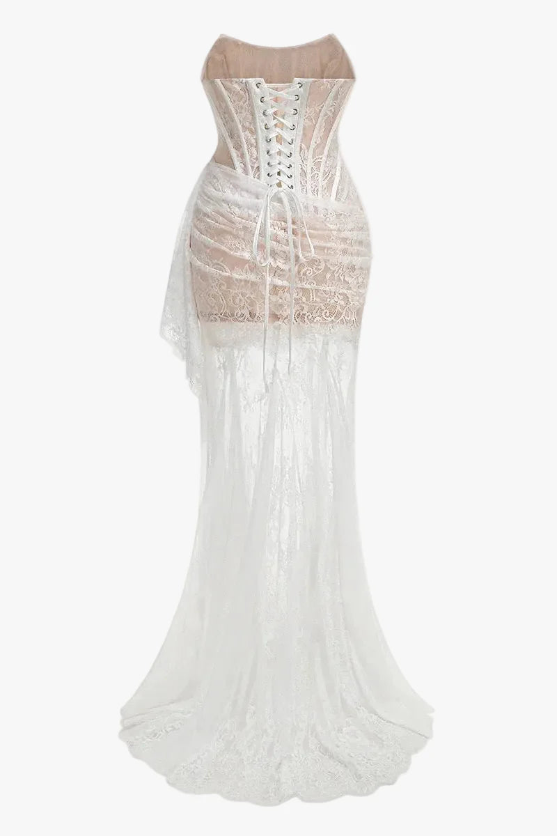Mesh bridal dress