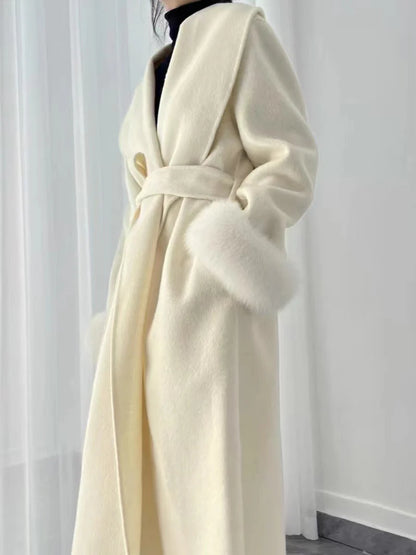 Long fur doubled coat