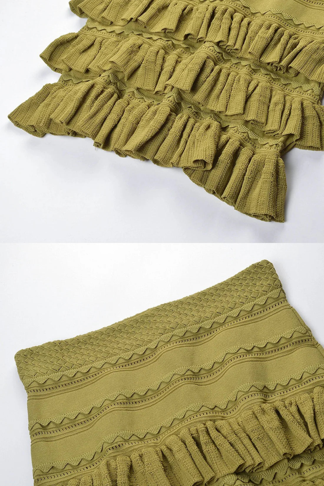 Pearl button knit ruffled co-ord set
