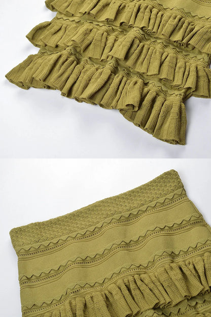 Pearl button knit ruffled co-ord set
