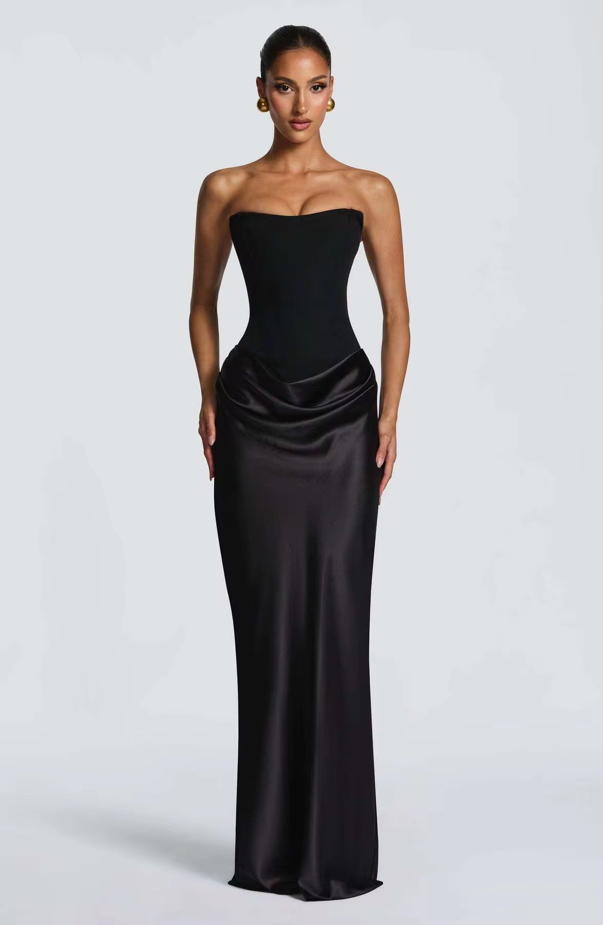 Silhouette tie-back satin dress