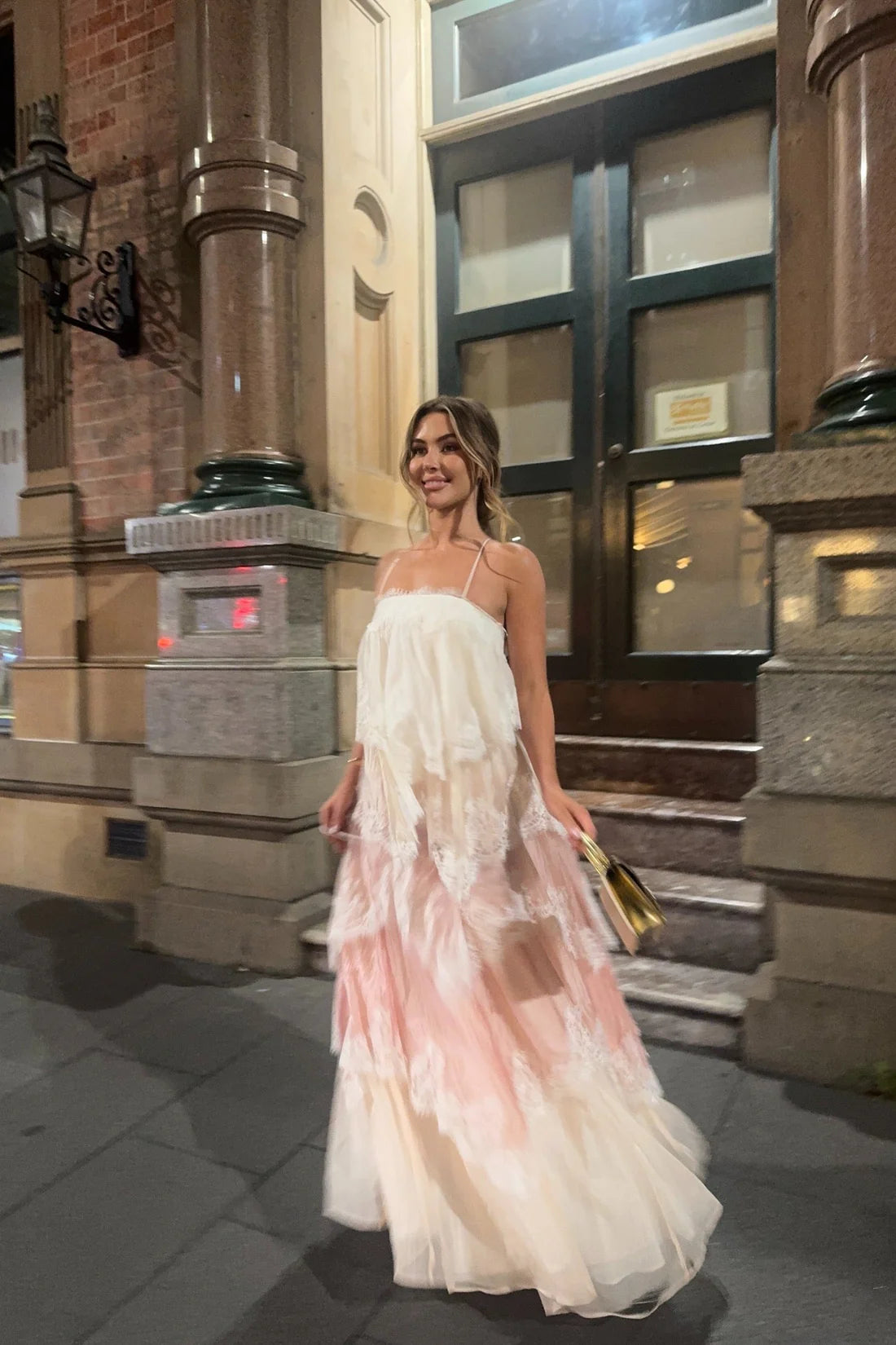 Tiered lace ruffled dress