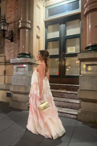 Tiered lace ruffled dress