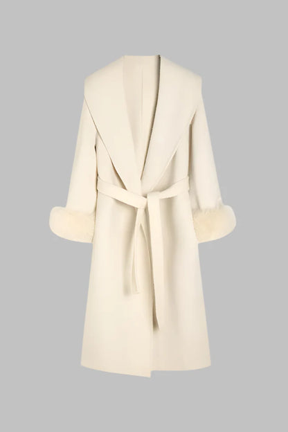 Long fur doubled coat