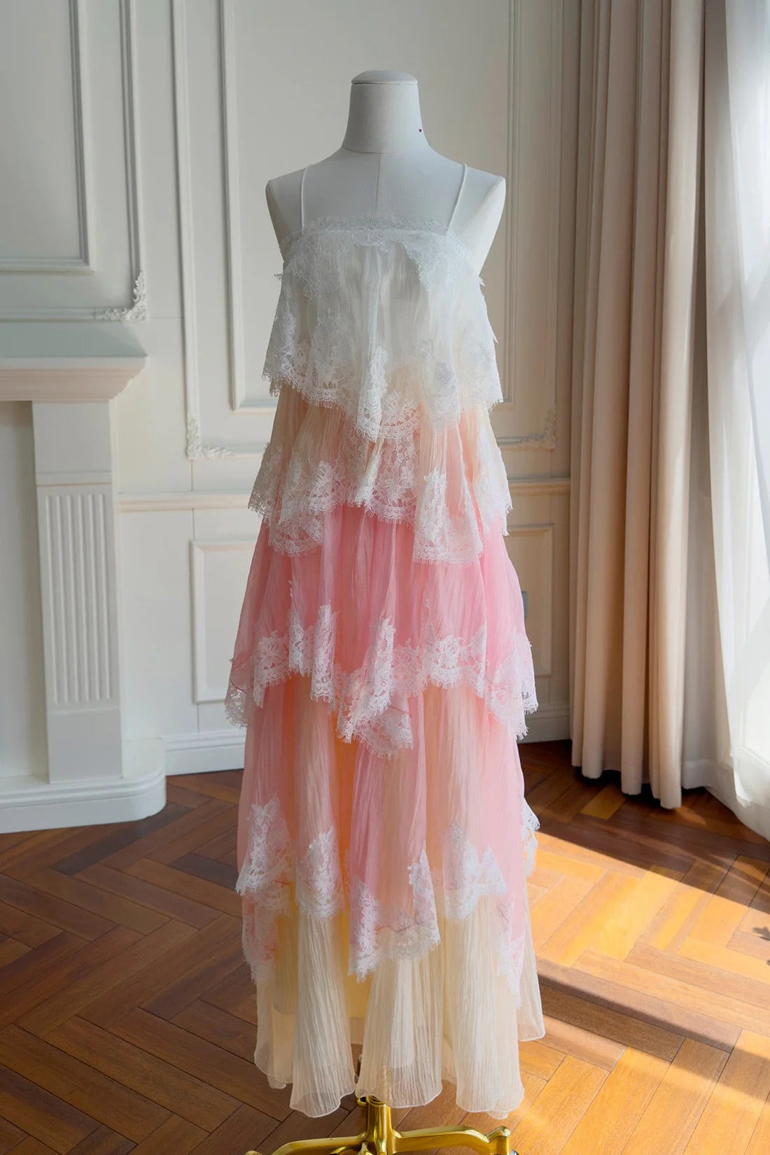 Tiered lace ruffled dress