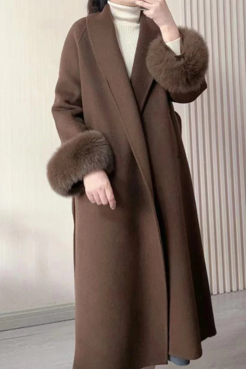 Long fur doubled coat