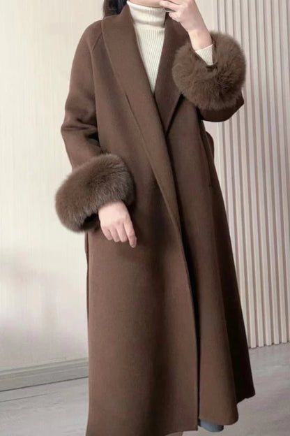 Long fur doubled coat
